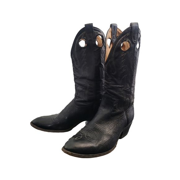 TONY LAMA Vintage Black Western Leather Cowboy Boots Womens Size 8.5 - Picture 2 of 10